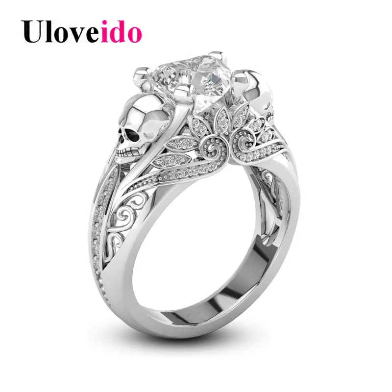 Uloveido Double Skull Rings for Women Accessories Cubic Zirconia Heart Love Female Ring with Stone for lady Girls Gifts KR003
Uloveido Double Skull Rings for Women Accessories Cubic Zirconia Heart Love Female Ring with Stone for lady Girls Gifts KR003