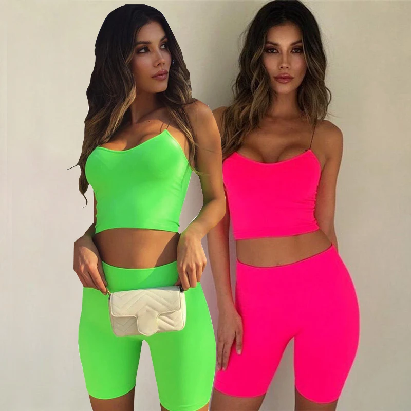 2019 Summer Sporting Neon Two Piece Neon Green Set Outfit Club Clothes Crop Top Sexy 2 Pieces Matching Women Tracksuit
2019 Summer Sporting Neon Two Piece Neon Green Set Outfit Club Clothes Crop Top Sexy 2 Pieces Matching Women Tracksuit
