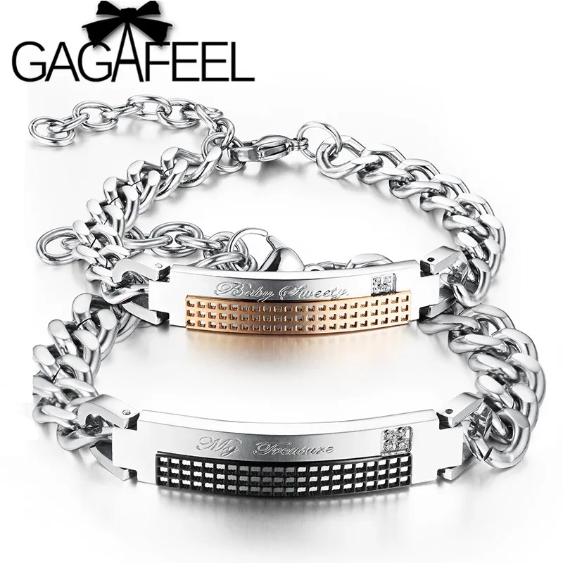GAGAFEEL "My Treasure & Baby Sweety" Couple Bracelets Stainless Steel Crystal Bangles For Lover Luxury Jewelry High Quality
GAGAFEEL "My Treasure & Baby Sweety" Couple Bracelets Stainless Steel Crystal Bangles For Lover Luxury Jewelry High Quality