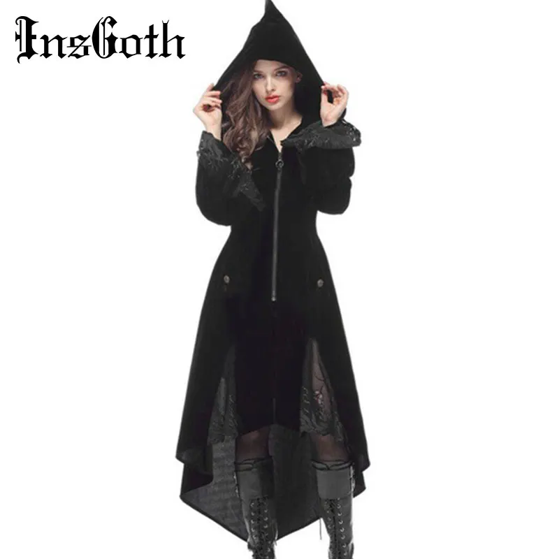 InsGoth Black Gothic Witch Long Dress Hoodie Dress Halloween Party Slim Dress Lace Patchwork Zipper Long Dress Lady Hooded Dress
InsGoth Black Gothic Witch Long Dress Hoodie Dress Halloween Party Slim Dress Lace Patchwork Zipper Long Dress Lady Hooded Dress