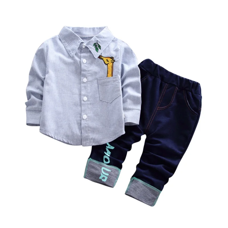 Boy 2-piece Suit Children Clothing Long-sleeved Solid Color Blue Pink Shirt + Denim Trousers
Boy 2-piece Suit Children Clothing Long-sleeved Solid Color Blue Pink Shirt + Denim Trousers
