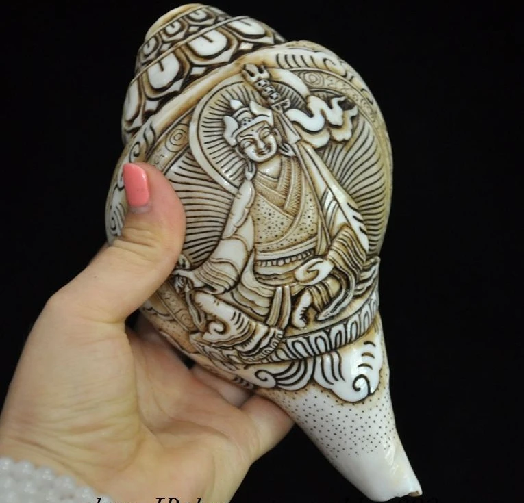 7"Tibet Shell Carved Padmasambhava Guru Rinpoche Statue conch Horn Trumpet Bugle
7"Tibet Shell Carved Padmasambhava Guru Rinpoche Statue conch Horn Trumpet Bugle