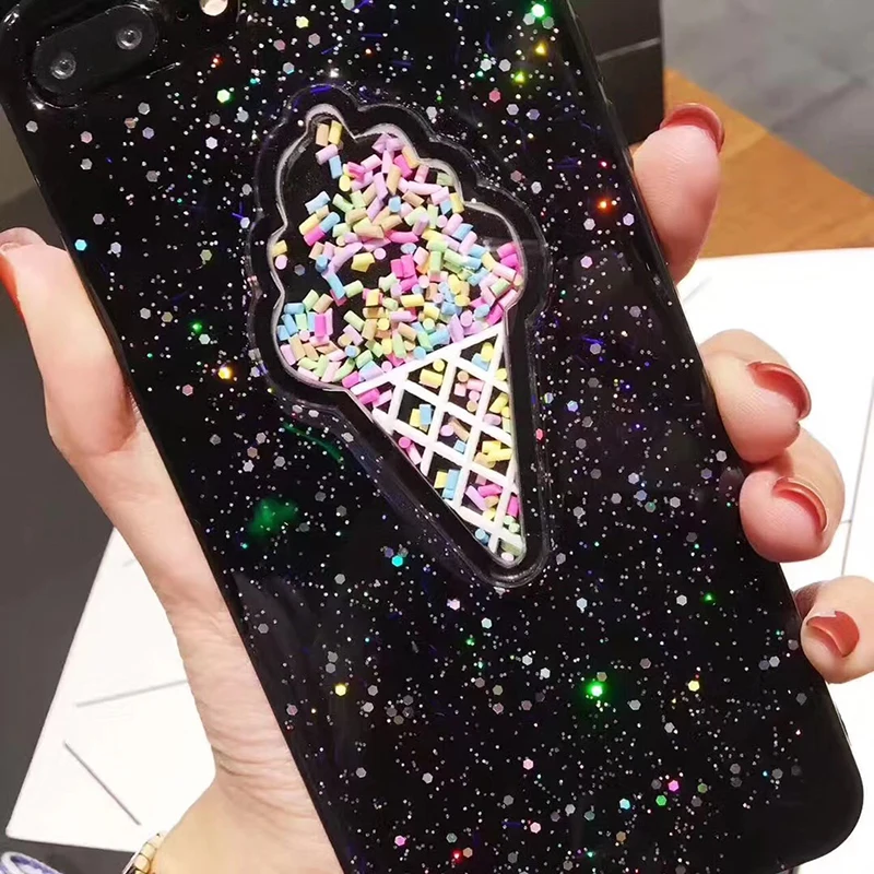3D Dynamic Ice Cream Phone Case For iphone X Case Fashion Glitter Bling Back Cover Lovely Cartoon Cases For iphone X 10 Capa (7)