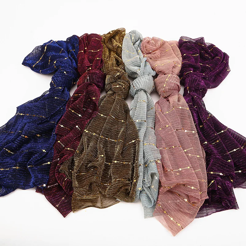 New Style Fashion Muslim Hijabs Women Long Scarf High Quality Shiny Sequins Shimmer Pleated Crinkle Hijab Scarf Shawl
New Style Fashion Muslim Hijabs Women Long Scarf High Quality Shiny Sequins Shimmer Pleated Crinkle Hijab Scarf Shawl