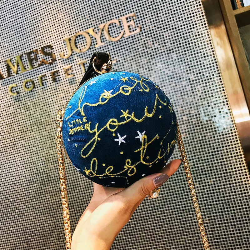 Fashion Blue Planet Velvet Star Ball Shoulder Bag Women small round Velour Bag Personality Casual Female Handbag C316
Fashion Blue Planet Velvet Star Ball Shoulder Bag Women small round Velour Bag Personality Casual Female Handbag C316