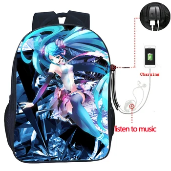 Boys Girls Teens Hatsune Miku backpack USB Charge Backpacks Men Women Boy Girl Beautiful School Bags Students Book knapsack 
Boys Girls Teens Hatsune Miku backpack USB Charge Backpacks Men Women Boy Girl Beautiful School Bags Students Book knapsack