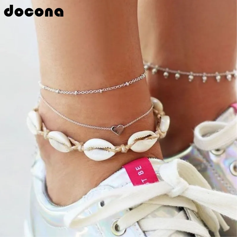 Docona Bohemian Layered Shell Pendant Anklet Set for Women Geometric Heart Adjustable Silver Anklet Set Foot Jewelry 6974
Docona Bohemian Layered Shell Pendant Anklet Set for Women Geometric Heart Adjustable Silver Anklet Set Foot Jewelry 6974