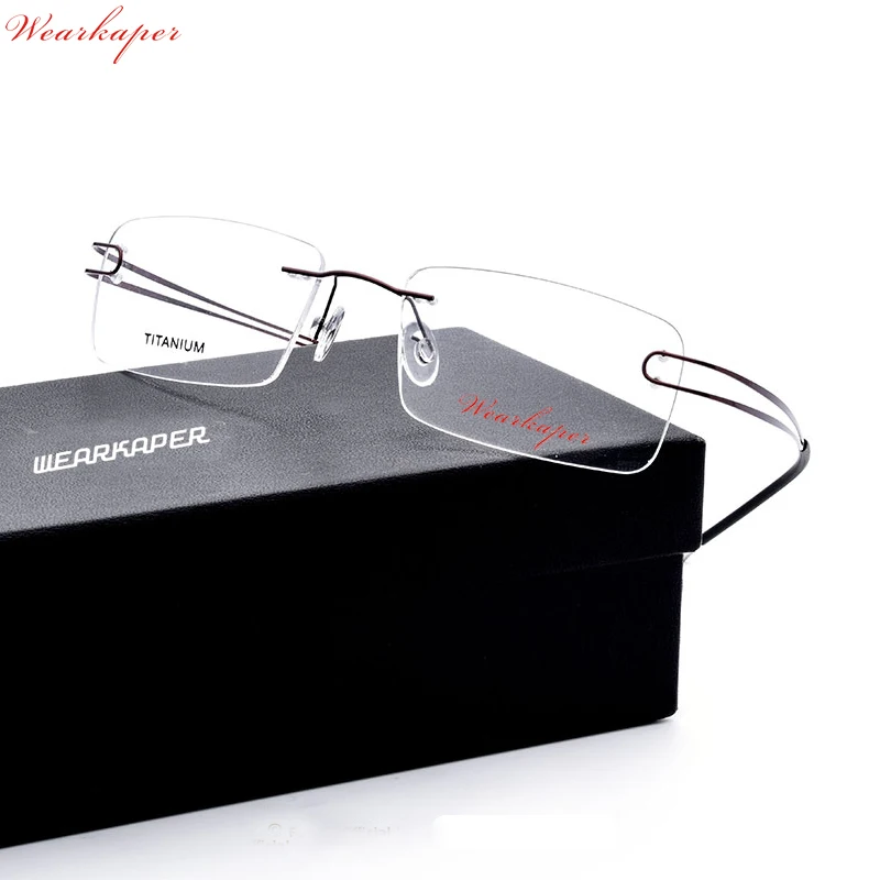 WEARKAPER Ultralight Eyewear Rimless Eyeglasses Prescription Optical Frame No Screw Frameless Square Titanium Glasses Frame Men
WEARKAPER Ultralight Eyewear Rimless Eyeglasses Prescription Optical Frame No Screw Frameless Square Titanium Glasses Frame Men