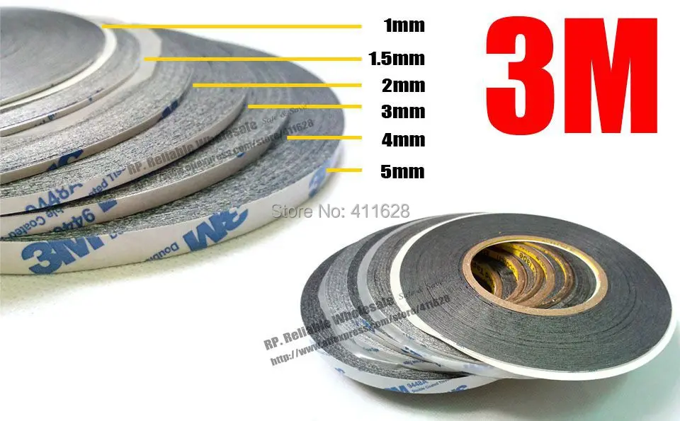6 Rolls 1mm/1.5mm/2mm/3mm/4mm/5mm*50M 3M 9448 Double Adhesive Black Sticker for iphone Phone Tablet LCD Display Touch Screen
6 Rolls 1mm/1.5mm/2mm/3mm/4mm/5mm*50M 3M 9448 Double Adhesive Black Sticker for iphone Phone Tablet LCD Display Touch Screen