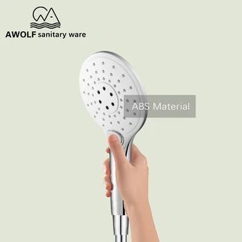 Bathroom Hand Held Shower Head ABS Chrome And White Three Function Shower Water Outlet Round Design Sprayer AH6161
Bathroom Hand Held Shower Head ABS Chrome And White Three Function Shower Water Outlet Round Design Sprayer AH6161