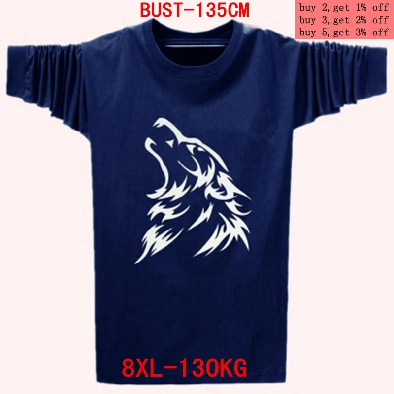 Men's big T-shirt large size 5XL 6XL 7XL 8XL autumn and winter long-sleeved round neck big wolf head print black gray blue
Men's big T-shirt large size 5XL 6XL 7XL 8XL autumn and winter long-sleeved round neck big wolf head print black gray blue