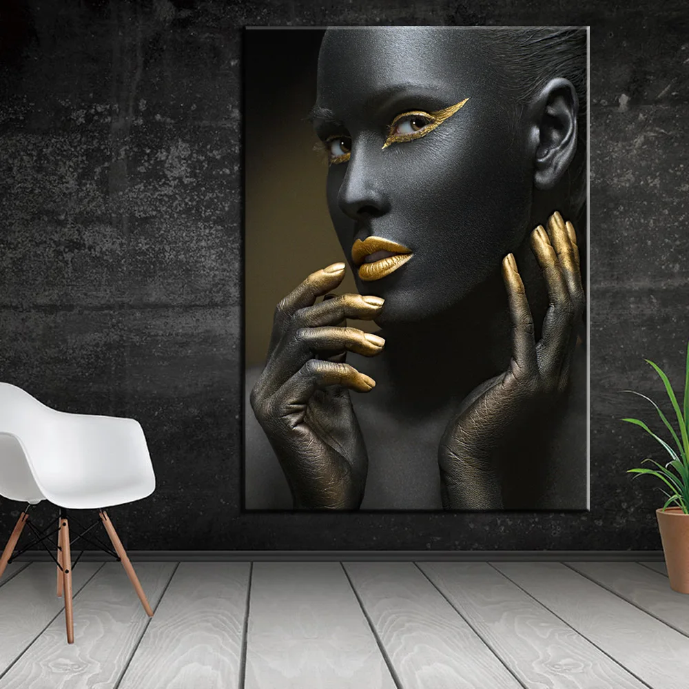 African Woman With A Gold Headscarf Wall Art Canvas Paintings Modern Black Girl Art Poster Decor Canvas Prints For Living Room
African Woman With A Gold Headscarf Wall Art Canvas Paintings Modern Black Girl Art Poster Decor Canvas Prints For Living Room