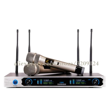 Pro Adjustable Frequency One Trailer Two Wireless Microphone Microphone Karaoke KTV Show Wedding Metal Tube Body 650-700MHZ
Pro Adjustable Frequency One Trailer Two Wireless Microphone Microphone Karaoke KTV Show Wedding Metal Tube Body 650-700MHZ