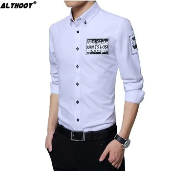 2017 Casual Men Shirt Long Sleeve Mens Dress Shirts Slim Social Male Shirts Masculina Camisas Plus M-5XL Business Chemise Homme