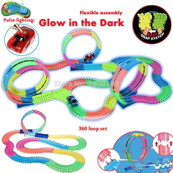 Magic Track Bend Flex 360 Loop Glow in the Dark DIY Assembly Luminous Toy Slot Race Track Toy Car with 5 LED Flashing Lights
Magic Track Bend Flex 360 Loop Glow in the Dark DIY Assembly Luminous Toy Slot Race Track Toy Car with 5 LED Flashing Lights