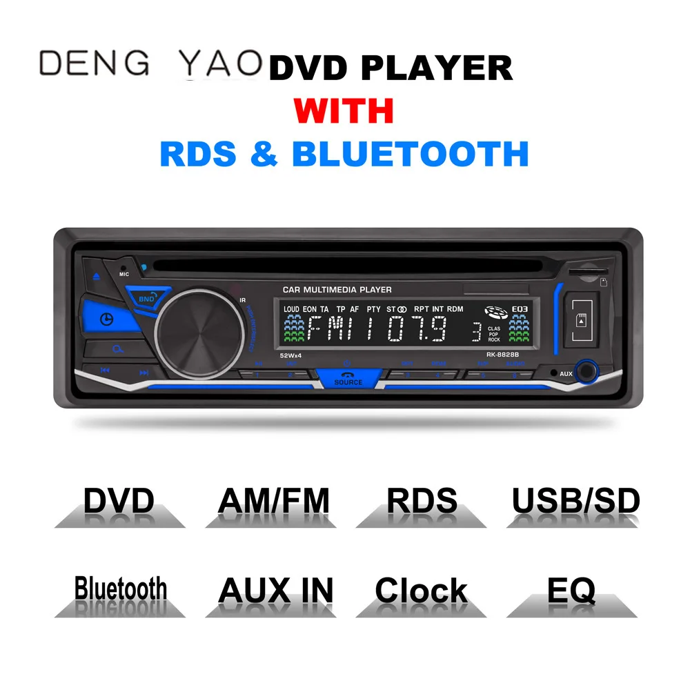 deng yao Fixed panel Car DVD Radio Player Bluetooth AM FM RDS Receiver CD VCD MP3 SD 32GB USB 12V 1 Din Remote control 4*45W ISO
deng yao Fixed panel Car DVD Radio Player Bluetooth AM FM RDS Receiver CD VCD MP3 SD 32GB USB 12V 1 Din Remote control 4*45W ISO