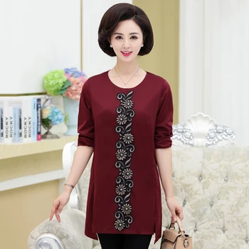 Bottoming Shirt Tops For Women Spring Fall Mother Long Sleeves T Shirts O-Neck Embroidery Plus Size Tee Shirt Femme Pullover
Bottoming Shirt Tops For Women Spring Fall Mother Long Sleeves T Shirts O-Neck Embroidery Plus Size Tee Shirt Femme Pullover