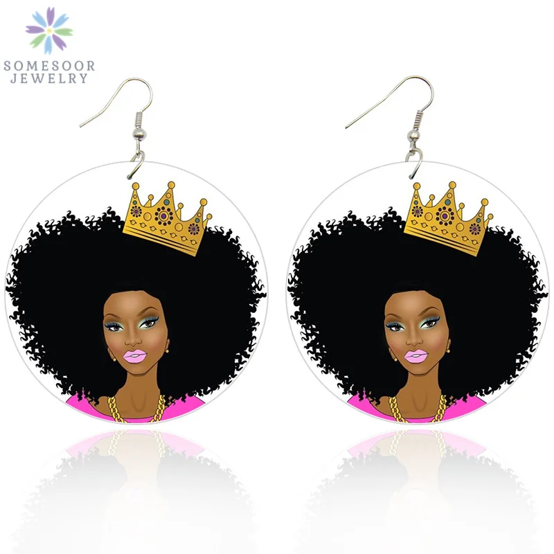 SOMESOOR Black Queen Crown Afro Art Wooden Drop Earrings Cruly Natural Hair African Trendy Wood Dangle Jewelry For Women Gift
SOMESOOR Black Queen Crown Afro Art Wooden Drop Earrings Cruly Natural Hair African Trendy Wood Dangle Jewelry For Women Gift