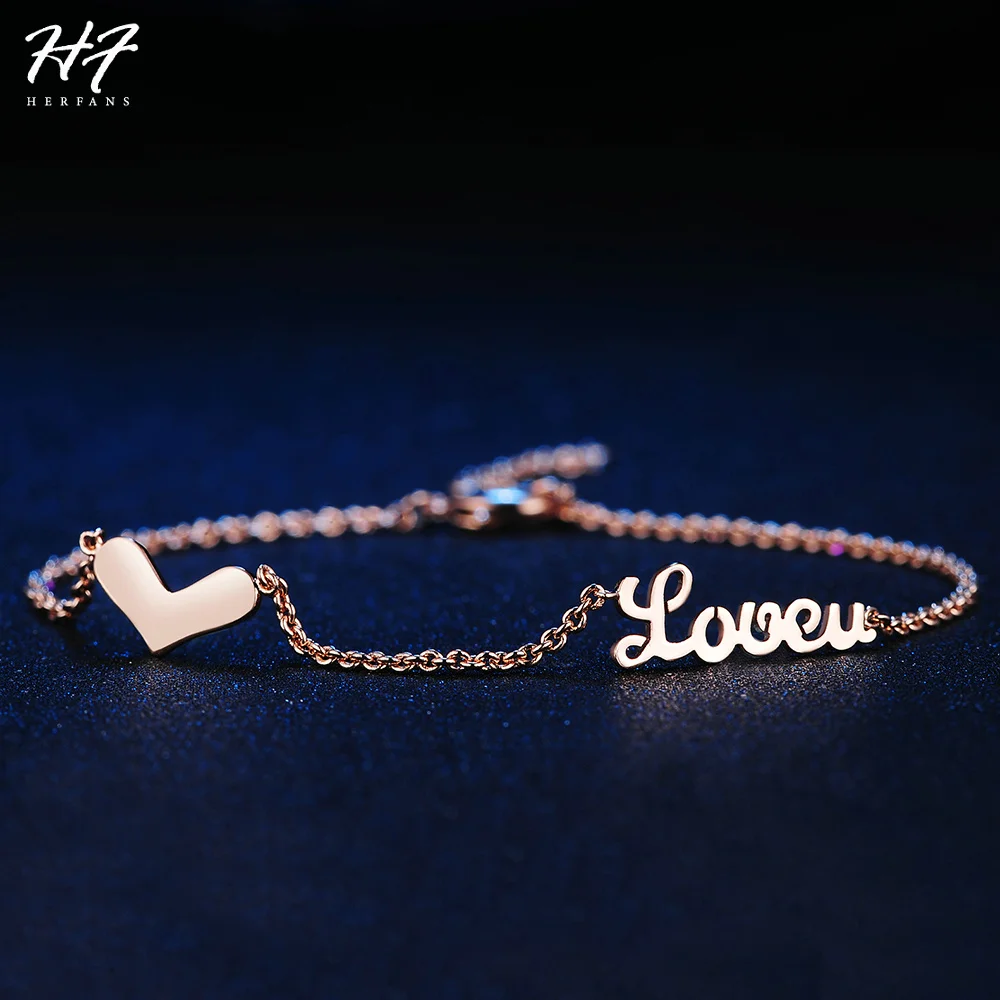 Letter "Love u"and Heart Sharped Bracelet for Women Rose Gold Color Link Chain FAshion Jewelry Valentine's Day Present H223
Letter "Love u"and Heart Sharped Bracelet for Women Rose Gold Color Link Chain FAshion Jewelry Valentine's Day Present H223