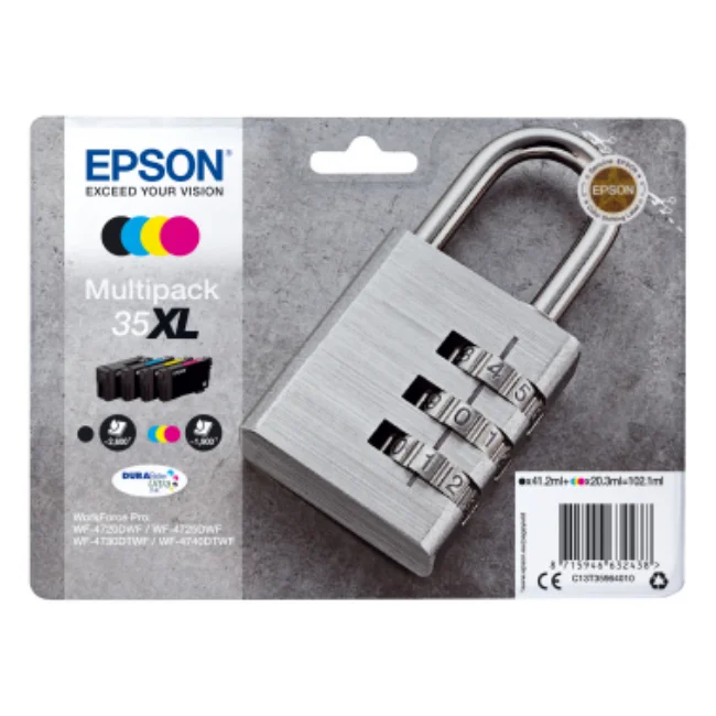 Epson Multipack 4-colours 35XL DURABrite Ultra Ink, Negro, Cian, Magenta, Amarillo, Epson, WorkForce Pro, Inyeccion de tinta, 41
Epson Multipack 4-colours 35XL DURABrite Ultra Ink, Negro, Cian, Magenta, Amarillo, Epson, WorkForce Pro, Inyeccion de tinta, 41