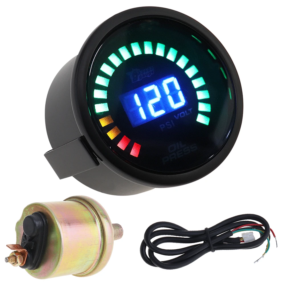 Car Vehicle Oil Pressure Gauges 2" 52MM 12V 0~120PSI Colorful LED Digital Oil Press Pressure PSI Gauge with Oil Pressure Sensor
Car Vehicle Oil Pressure Gauges 2" 52MM 12V 0~120PSI Colorful LED Digital Oil Press Pressure PSI Gauge with Oil Pressure Sensor