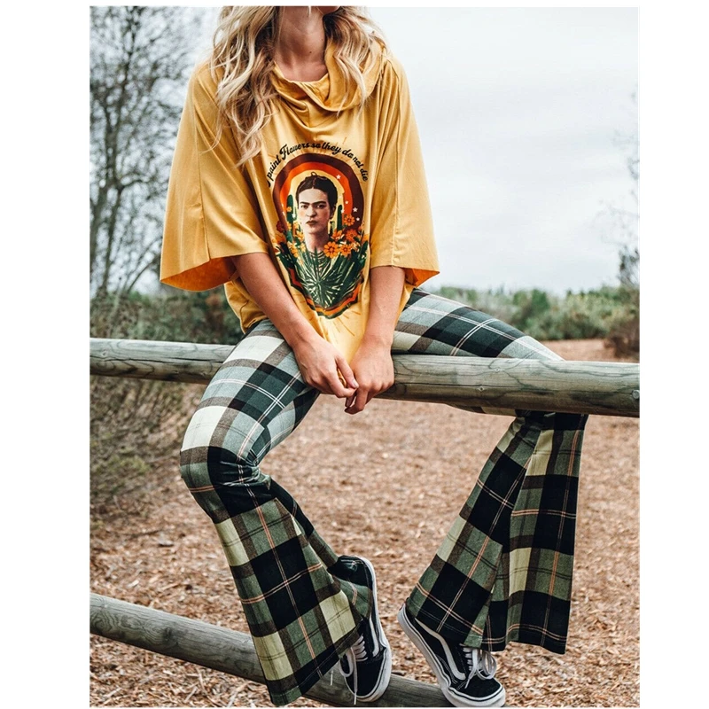 Fashion Women Elastic High Waist Long Pants Flare Full Length Pants Bell Bottom Loose Trousers Plaid Casual Stylish Summer Girls
Fashion Women Elastic High Waist Long Pants Flare Full Length Pants Bell Bottom Loose Trousers Plaid Casual Stylish Summer Girls