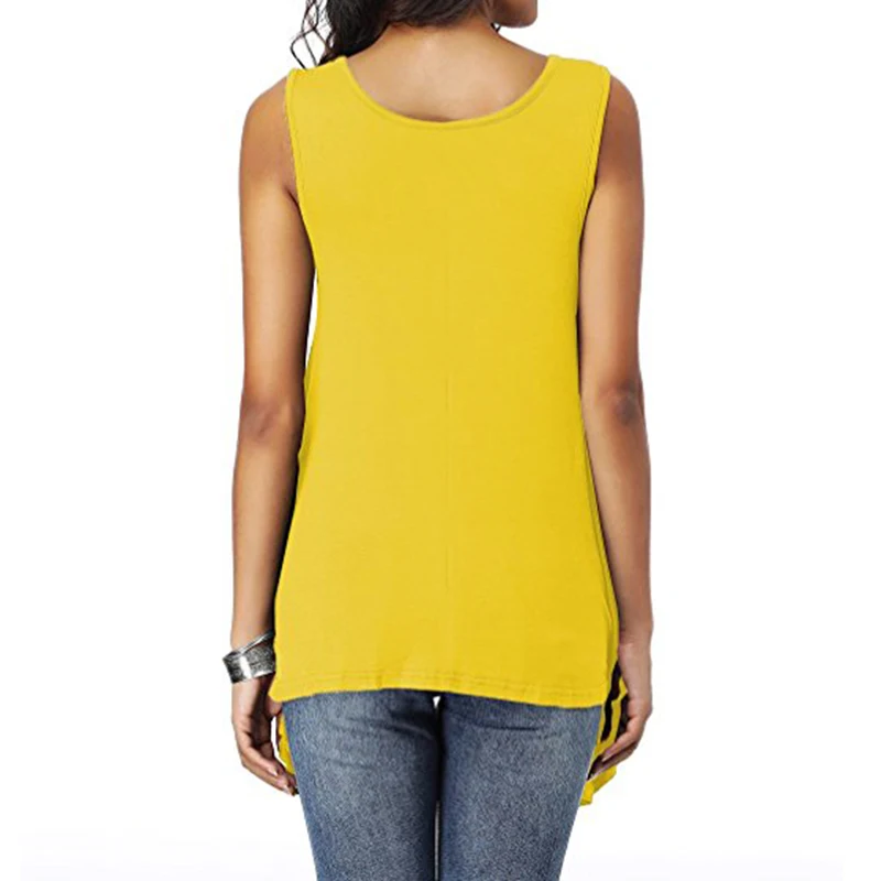 Summer Womens Sleeveless Solid Vest Irregular Casual Holiday Blouse Tops T-shirt