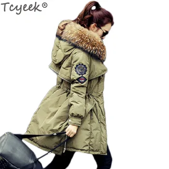 Tcyeek Women Winter Jackets 2020 European Style White Duck Down Parka Hood 100% Raccoon Fur Collar Thick Jackets For Women HJ306
Tcyeek Women Winter Jackets 2020 European Style White Duck Down Parka Hood 100% Raccoon Fur Collar Thick Jackets For Women HJ306