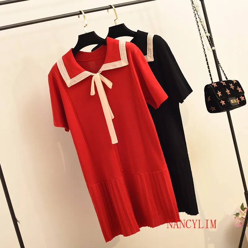 New Korean Red Mid-long Lotus Leaf Edge Leisure Dress Girls Lady Lace-up Short Sleeve Knitted Sexy Dress Vestidos Womens Dress
New Korean Red Mid-long Lotus Leaf Edge Leisure Dress Girls Lady Lace-up Short Sleeve Knitted Sexy Dress Vestidos Womens Dress