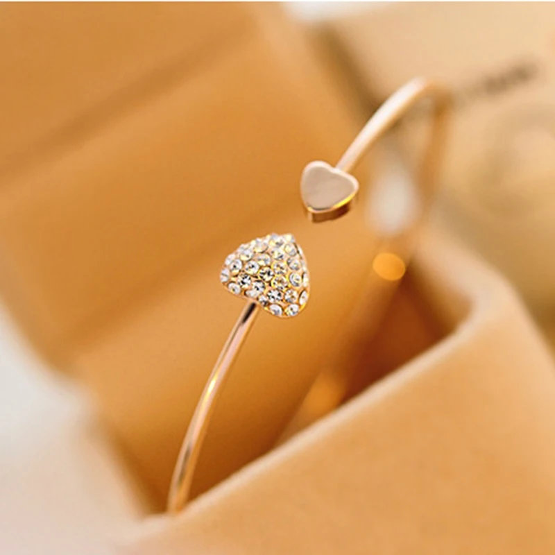 2019 Hot New Fashion Adjustable Crystal Double Heart Bow Bilezik Cuff Opening Bracelet For Women Jewelry Gift Mujer Pulseras 7g
2019 Hot New Fashion Adjustable Crystal Double Heart Bow Bilezik Cuff Opening Bracelet For Women Jewelry Gift Mujer Pulseras 7g