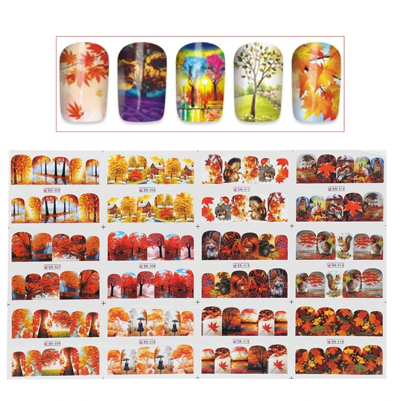 12Pcs/Set Beautiful Autumn View Nail Art Adhesive Sticker Complete Decals Wraps Water Transfer Manicure Tips For DIY
12Pcs/Set Beautiful Autumn View Nail Art Adhesive Sticker Complete Decals Wraps Water Transfer Manicure Tips For DIY