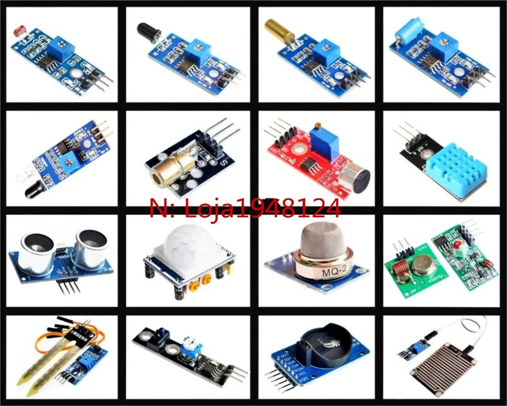 16pcs/lot Raspberry pi 2 the sensor module package 16 kinds of Free shipping | Электронные компоненты и