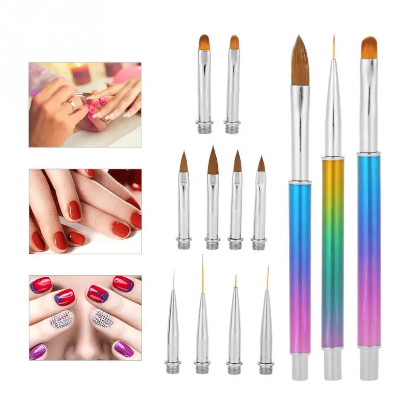 Nail Art UV Gel Liner Detachable Head Acrylic Carving Drawing Pen Nail Art Brush Liner Set with Rainbow Bar Nails Accessories
Nail Art UV Gel Liner Detachable Head Acrylic Carving Drawing Pen Nail Art Brush Liner Set with Rainbow Bar Nails Accessories