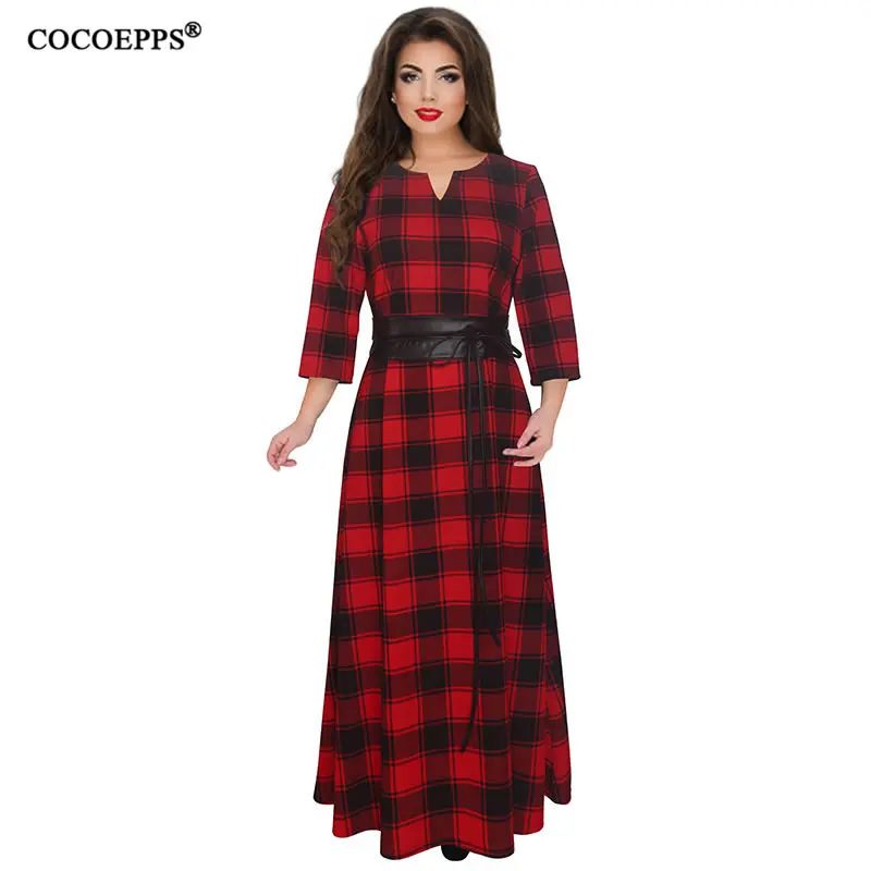 COCOEPPS Plus Size Dress Long Sleeve Maxi Dress Work Office Autumn Spring Women clothes Red Plaid Big Size Elegant Dress
COCOEPPS Plus Size Dress Long Sleeve Maxi Dress Work Office Autumn Spring Women clothes Red Plaid Big Size Elegant Dress