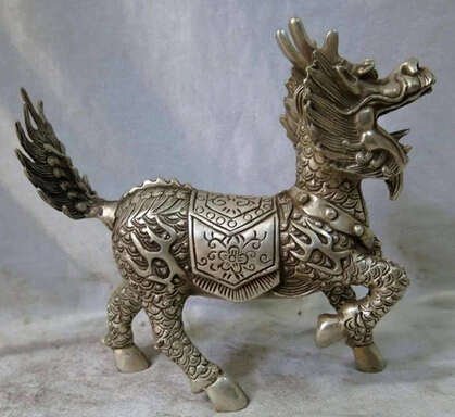 free shipping 7" China Silver FengShui Animal Foo Dog Lion kylin unicorn Chinese dragon Statue
free shipping 7" China Silver FengShui Animal Foo Dog Lion kylin unicorn Chinese dragon Statue