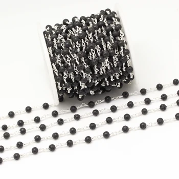 Rosary Style Lava Chains Findings,4mm Round Black Lava in Silver Plating Loose Beads Chains Making Bracelet Chokers Jewelry Bulk
Rosary Style Lava Chains Findings,4mm Round Black Lava in Silver Plating Loose Beads Chains Making Bracelet Chokers Jewelry Bulk