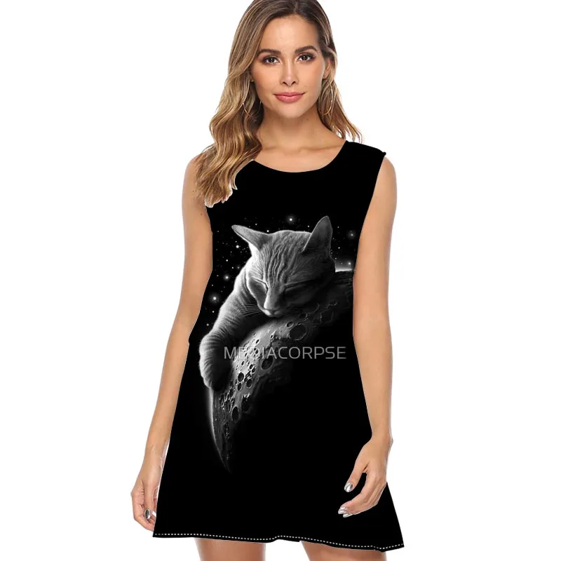 MOON CAT Print Summer Dresses Women Casual Chiffon Dress 2019 Novelty Sleeveless Sundress Short Boho Dress Vestido
MOON CAT Print Summer Dresses Women Casual Chiffon Dress 2019 Novelty Sleeveless Sundress Short Boho Dress Vestido