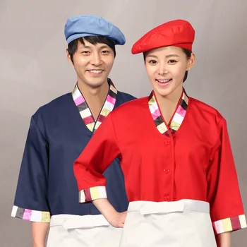 (10sets Hat&Shirt&Apron)Korean chef uniform 7 minutes of sleeve hotel kitchen Korean cuisine cook work wear embroidered logo
(10sets Hat&Shirt&Apron)Korean chef uniform 7 minutes of sleeve hotel kitchen Korean cuisine cook work wear embroidered logo