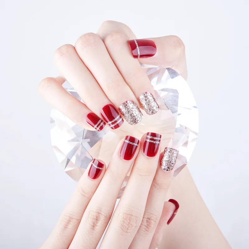 New 24 pieces Deep Wine Red Sequins 3D Acrylic Plastic Art Short Fake false Sticker Nail Tips Free Glue Gel Valentine's Day gift
New 24 pieces Deep Wine Red Sequins 3D Acrylic Plastic Art Short Fake false Sticker Nail Tips Free Glue Gel Valentine's Day gift