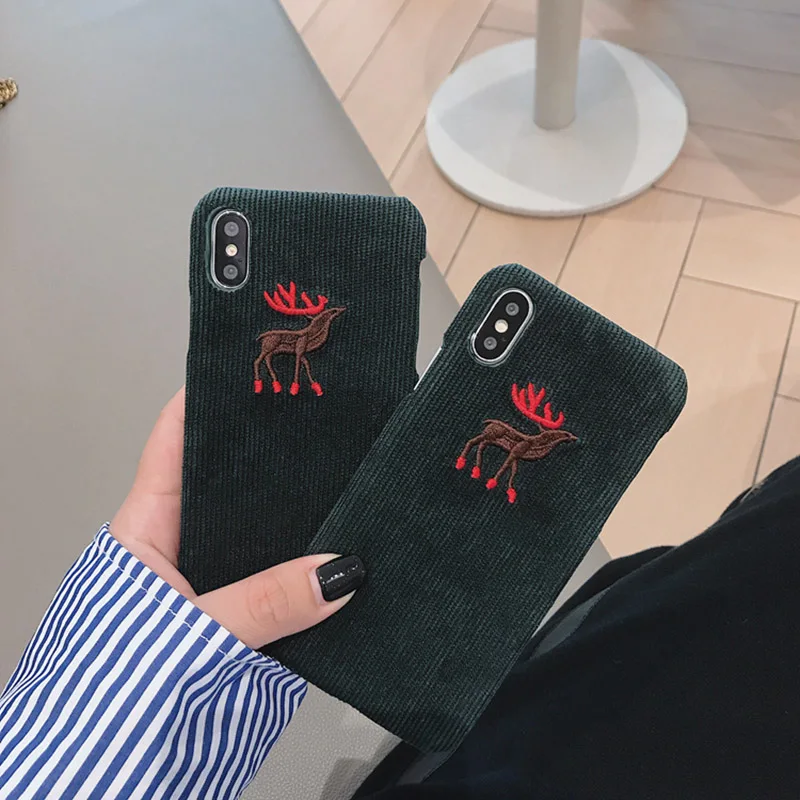 Fashion Embroidery Elk Phone Cases For iphone XS Max XR X XS Case Corduroy Fiber cloth Cover For iphone 6s 6 7 8 plus Fuzzy Capa
Fashion Embroidery Elk Phone Cases For iphone XS Max XR X XS Case Corduroy Fiber cloth Cover For iphone 6s 6 7 8 plus Fuzzy Capa