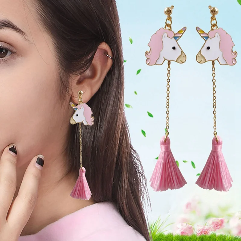 Cute Sweet Cartoon Enamel Unicorn Horse Tassel Pendant Stud Earrings Women Fashion Earrings Jewelry Accessories
Cute Sweet Cartoon Enamel Unicorn Horse Tassel Pendant Stud Earrings Women Fashion Earrings Jewelry Accessories