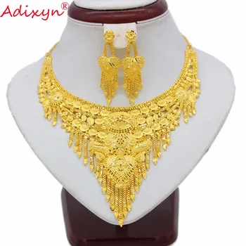 Adixyn Bling Hanging Necklace/Earrings Jewelry Set Women Girls Gold Color Valuable Ethiopian/African Wedding Accessories N07019
Adixyn Bling Hanging Necklace/Earrings Jewelry Set Women Girls Gold Color Valuable Ethiopian/African Wedding Accessories N07019