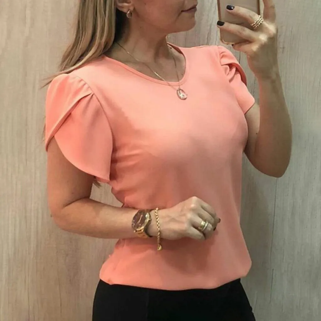 2019 Summer Fashion Casual Solid Tops Work OL Blouse Loose Tee Top Female Women's Short Sleeve Shirt Blusas Femininas Clothing
2019 Summer Fashion Casual Solid Tops Work OL Blouse Loose Tee Top Female Women's Short Sleeve Shirt Blusas Femininas Clothing