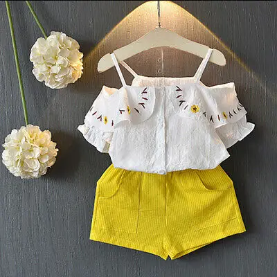 Baby Kids Girls Short Sleeve Tops Off Shoulder Shits+Shorts Pants Set 2Pcs Clothes
Baby Kids Girls Short Sleeve Tops Off Shoulder Shits+Shorts Pants Set 2Pcs Clothes
