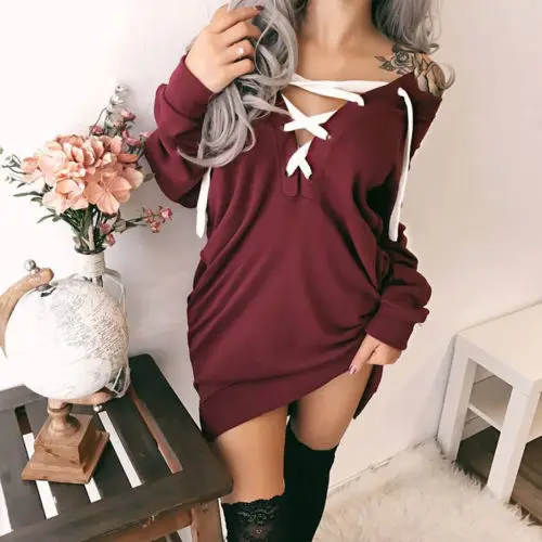 Hot Retro 2017 Fashion Women Casual Long Sleeve Loose Hoodie Long Pullover Top Sexy Lace Up V Neck Hoodies Sweatshirt Tops
Hot Retro 2017 Fashion Women Casual Long Sleeve Loose Hoodie Long Pullover Top Sexy Lace Up V Neck Hoodies Sweatshirt Tops
