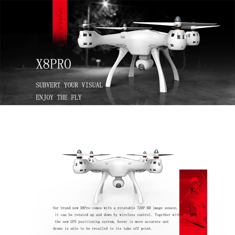 Original SYMA X8PRO GPS Drone WIFI FPV RC Quadcopter with HD 720P Camera Hover Function Headless Mode RTF 2.4GHz RC Helicopter (1)