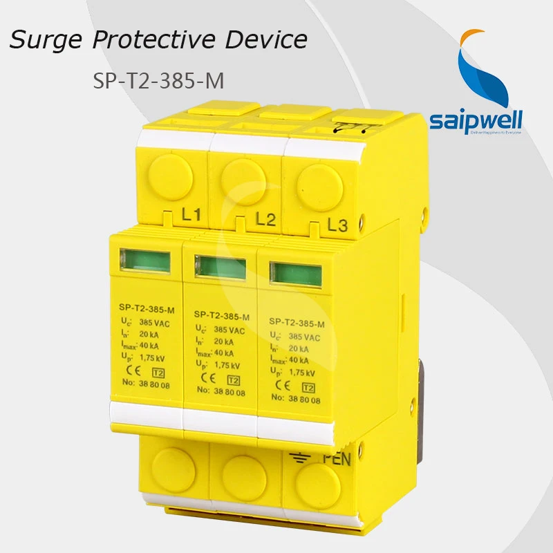 20KA~40KA ~385VAC 3P Lightning Arrester Protection / Surge Protective Device (SP-T2-385-M)
20KA~40KA ~385VAC 3P Lightning Arrester Protection / Surge Protective Device (SP-T2-385-M)