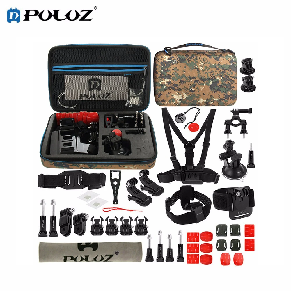 PULUZ PKT29 45 in 1 Ultimate Combo Kit W/ Camouflage EVA Case stocker Accessories for GoPro HERO5 HERO4 Session HERO 5 4 3+
PULUZ PKT29 45 in 1 Ultimate Combo Kit W/ Camouflage EVA Case stocker Accessories for GoPro HERO5 HERO4 Session HERO 5 4 3+