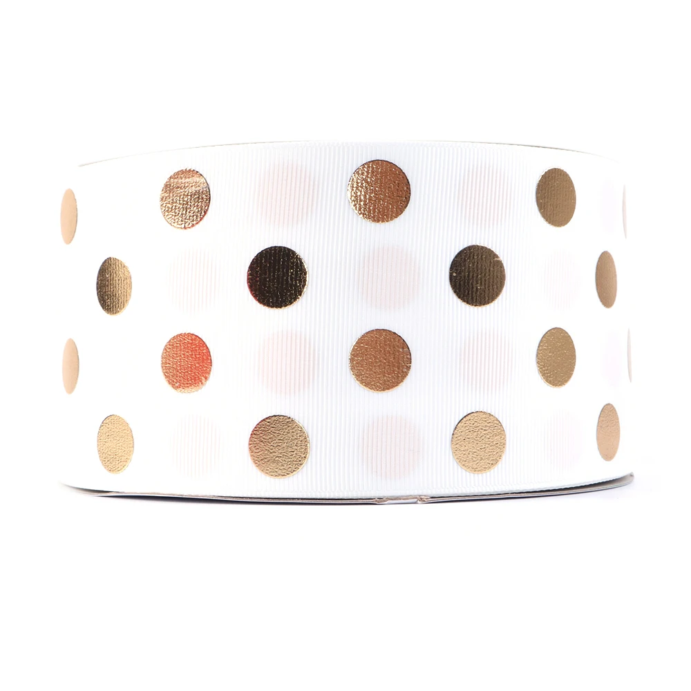 David accessories 3"75mm gold dot polyester grosgrain tape ribbon 50yds,DIY handmade materials,wedding gift wrapping,50Yc5631 
David accessories 3"75mm gold dot polyester grosgrain tape ribbon 50yds,DIY handmade materials,wedding gift wrapping,50Yc5631
