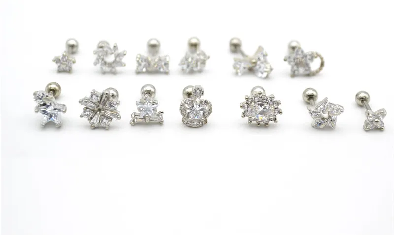 CZ Zircon Ear Stud Ear Tragus Helix Cartilage Bar Stud Clear Flower Crown butterfly Piercing Stud B Jewellery
CZ Zircon Ear Stud Ear Tragus Helix Cartilage Bar Stud Clear Flower Crown butterfly Piercing Stud B Jewellery